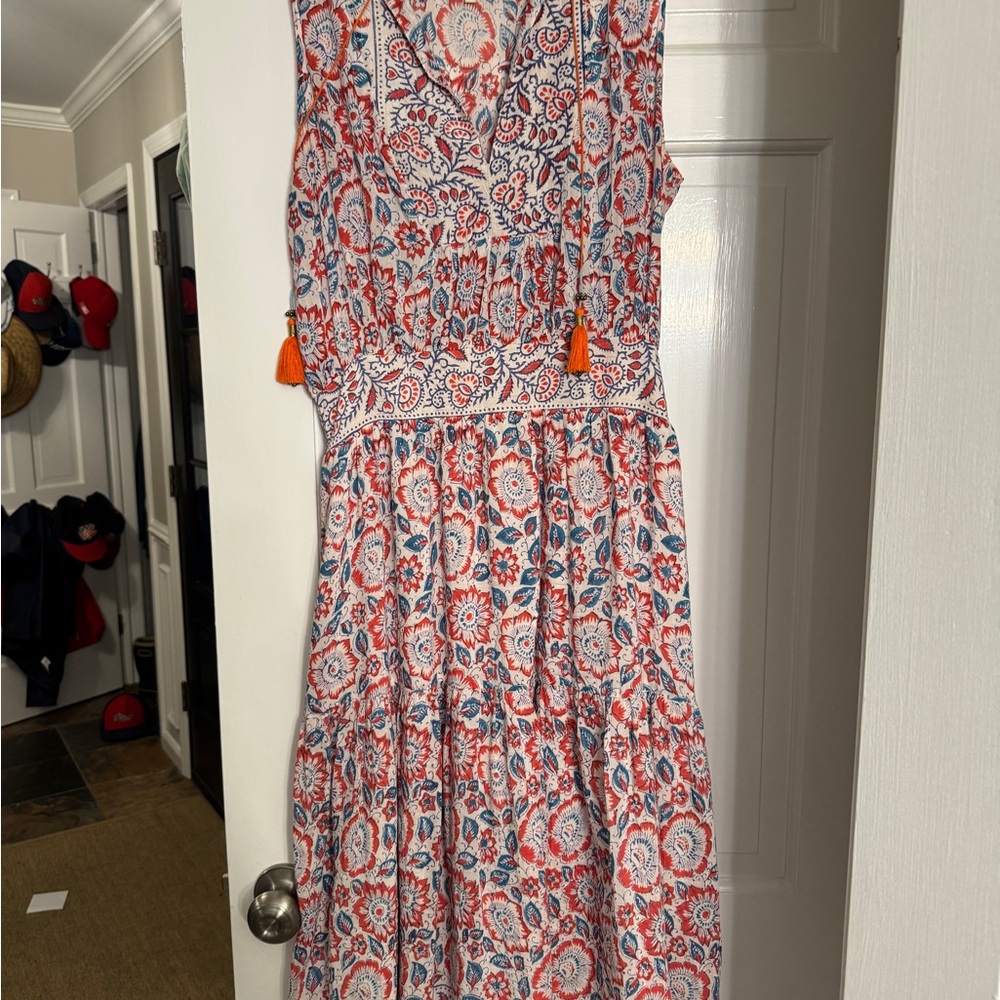 Bell Silk Cotton Sleeveless Dress with Tassels